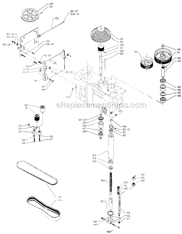 Page B Diagram and Parts List for 70-237 Type 1 Delta Drill Press