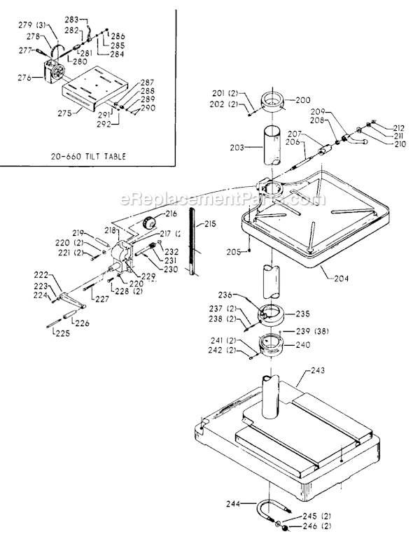 Page C Diagram and Parts List for 70-237 Type 1 Delta Drill Press