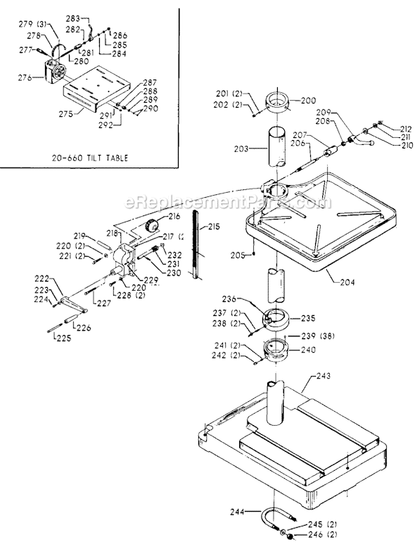 Page C Diagram and Parts List for 70-242 Type 1 Delta Drill Press