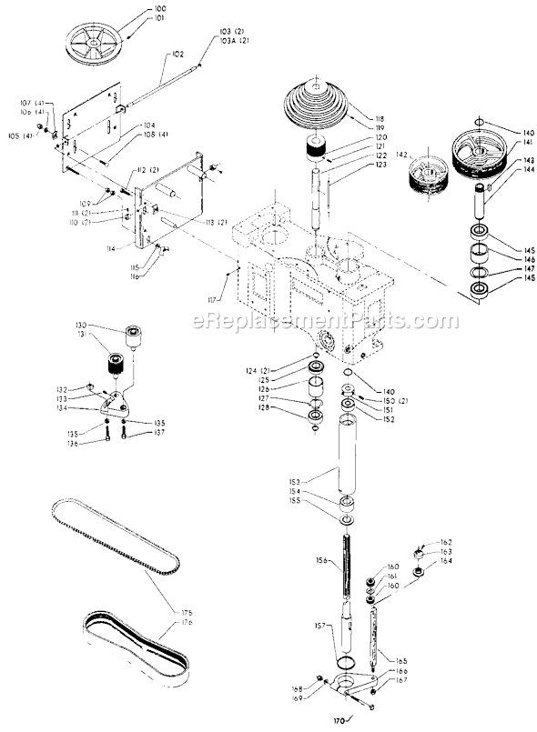 Page B Diagram and Parts List for 70-243 Type 1 Delta Drill Press