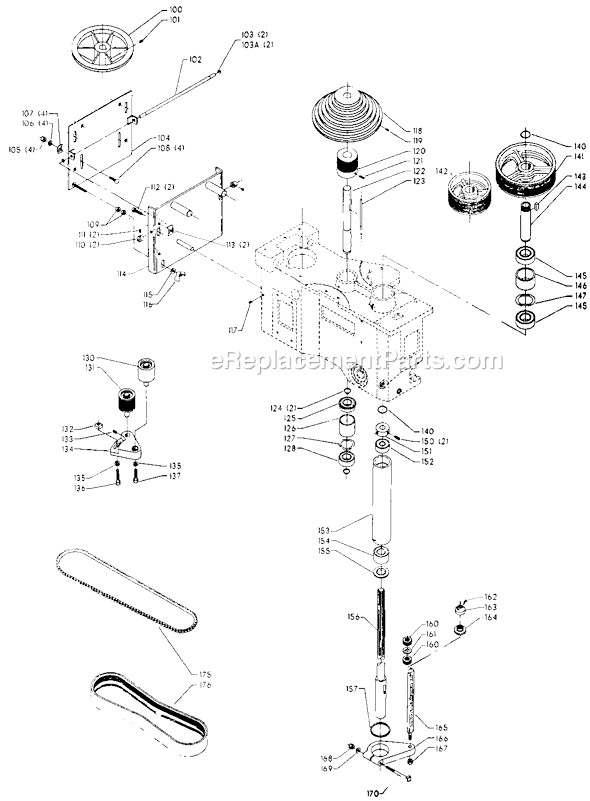 Page B Diagram and Parts List for 70-245 Type 1 Delta Drill Press