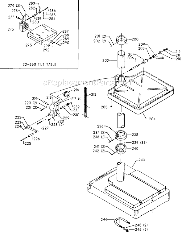 Page C Diagram and Parts List for 70-255 Type 1 Delta Drill Press