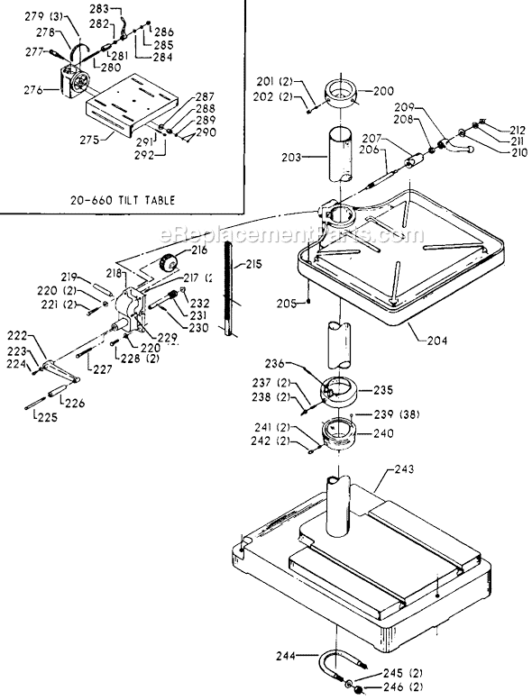 Page C Diagram and Parts List for 70-263 Type 1 Delta Drill Press
