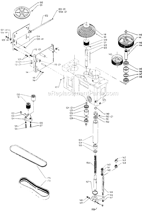 Page B Diagram and Parts List for 70-265 Type 1 Delta Drill Press