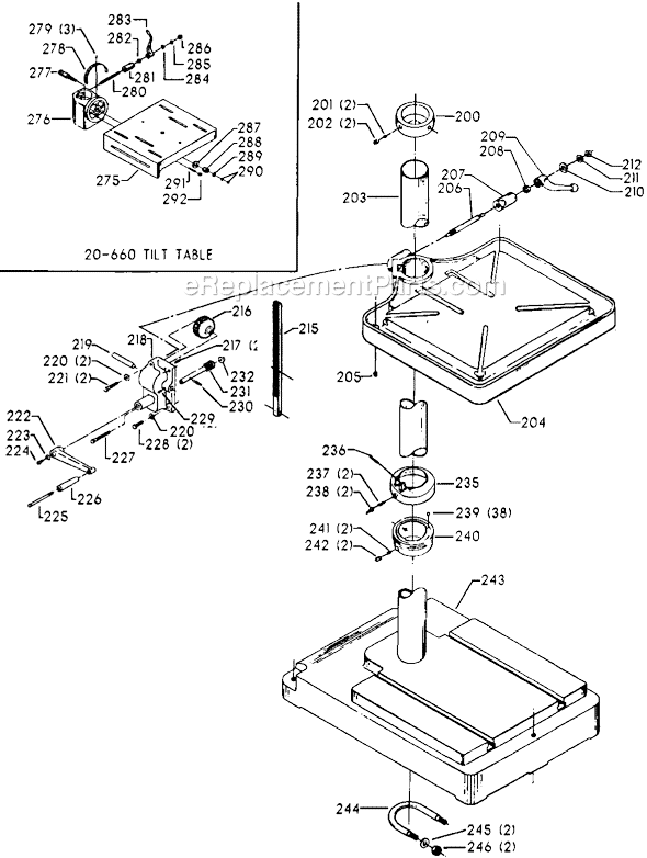 Page C Diagram and Parts List for 70-267 Type 1 Delta Drill Press