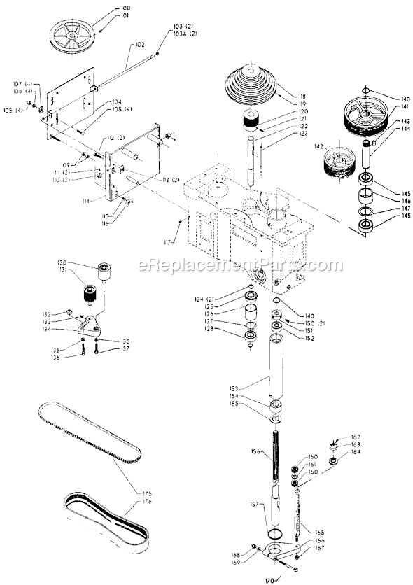 Page B Diagram and Parts List for 70-270 Type 1 Delta Drill Press