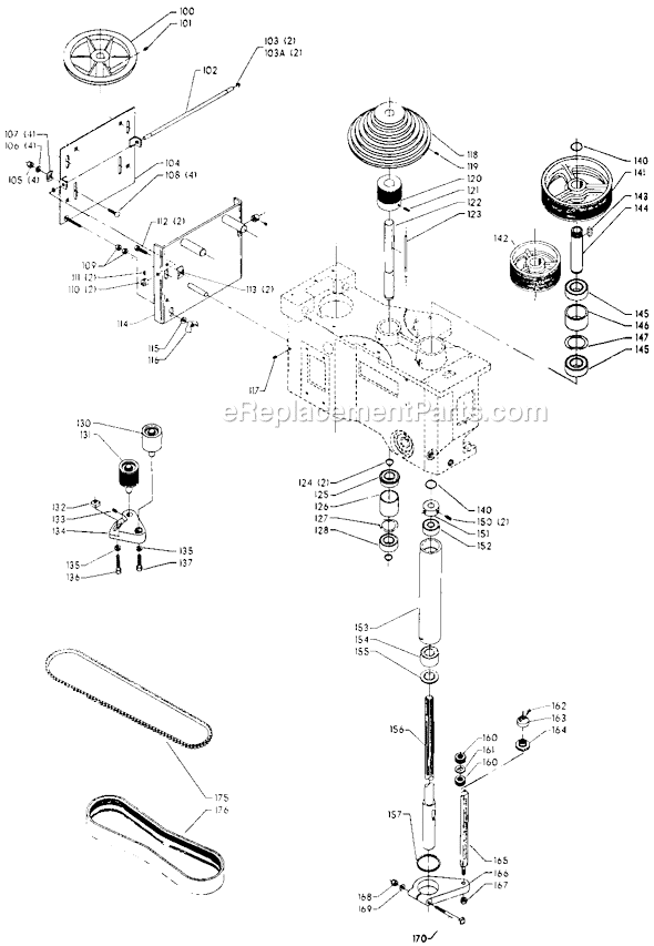 Page B Diagram and Parts List for 70-275 Type 1 Delta Drill Press
