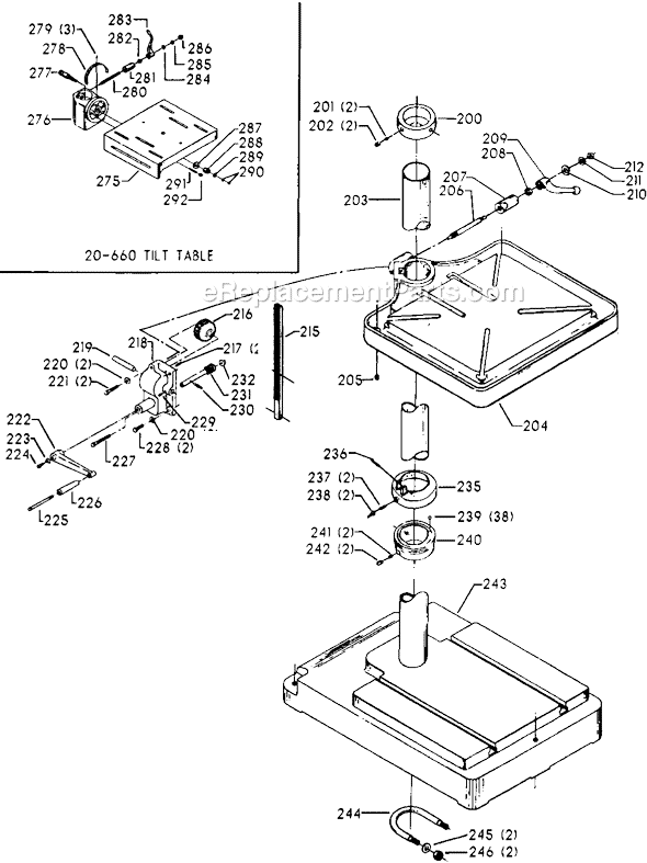 Page C Diagram and Parts List for 70-275 Type 1 Delta Drill Press