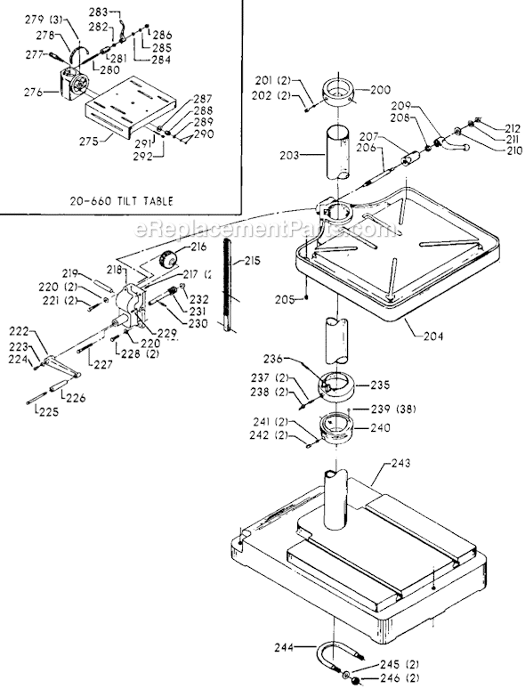 Page C Diagram and Parts List for 70-277 Type 1 Delta Drill Press