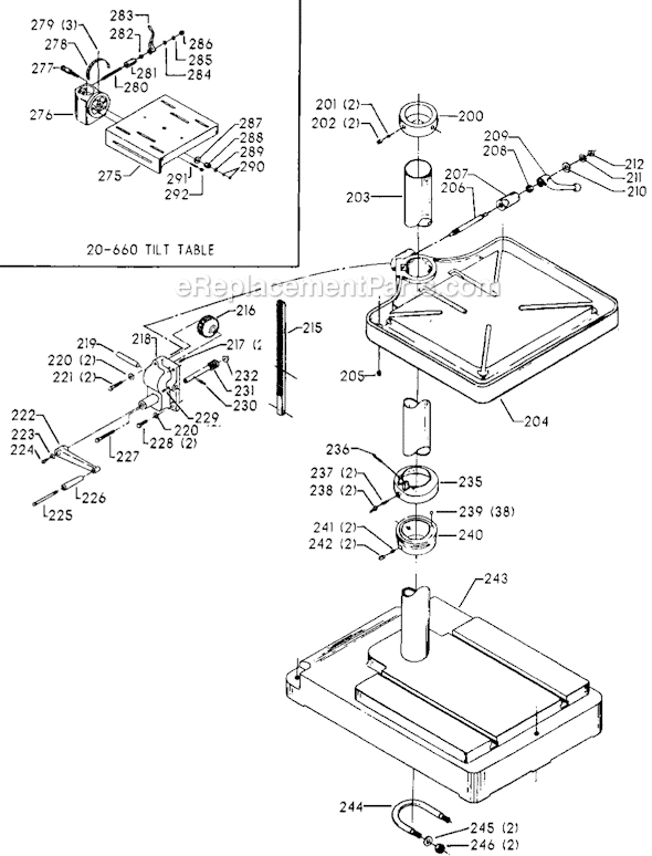 Page C Diagram and Parts List for 70-280 Type 1 Delta Drill Press
