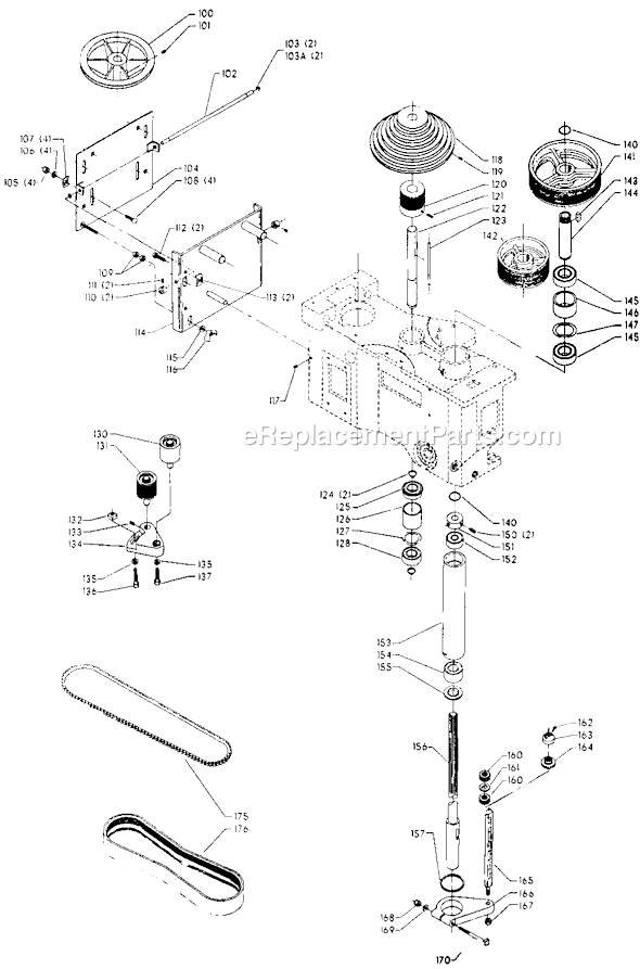 Page B Diagram and Parts List for 70-281 Type 1 Delta Drill Press