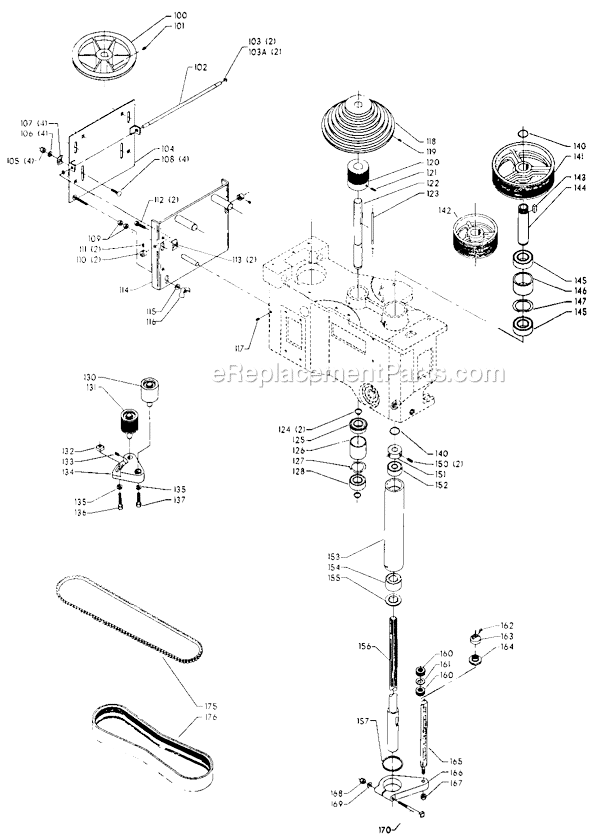 Page B Diagram and Parts List for 70-283 Type 1 Delta Drill Press