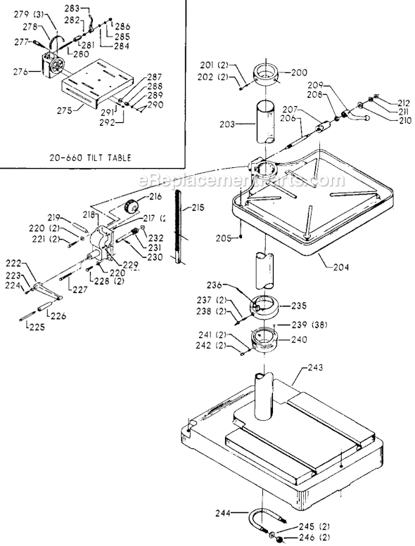 Page C Diagram and Parts List for 70-283 Type 1 Delta Drill Press