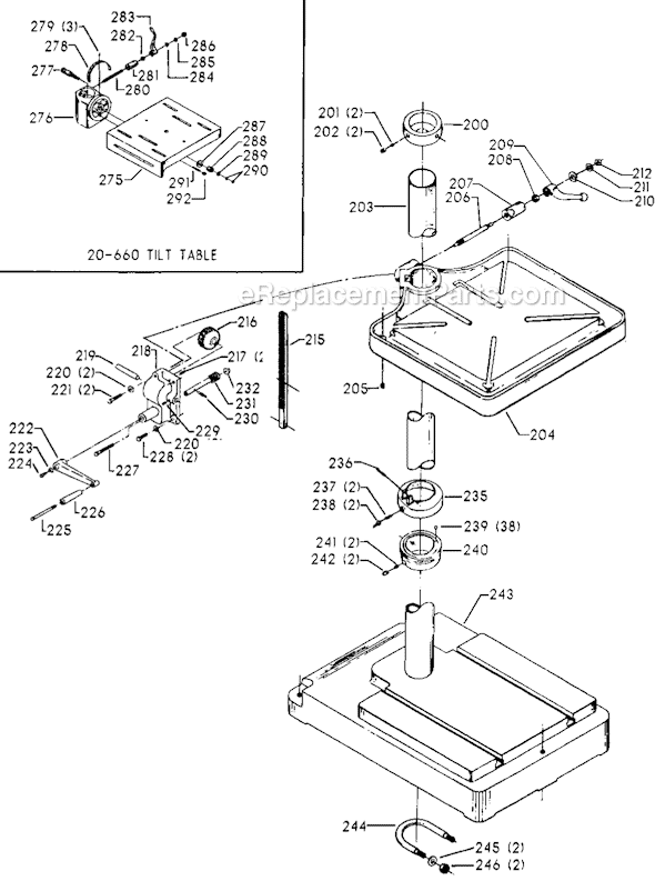 Page C Diagram and Parts List for 70-286 Type 1 Delta Drill Press