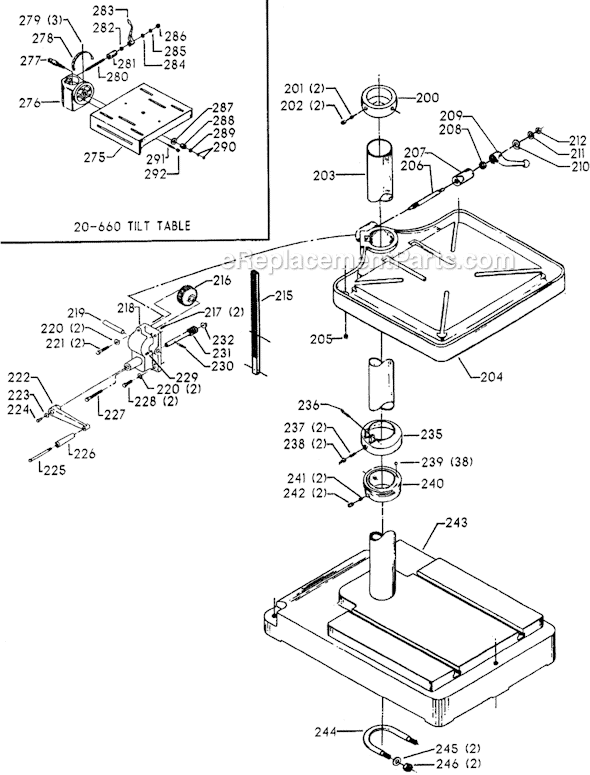 Page B Diagram and Parts List for 70-287 Type 1 Delta Drill Press