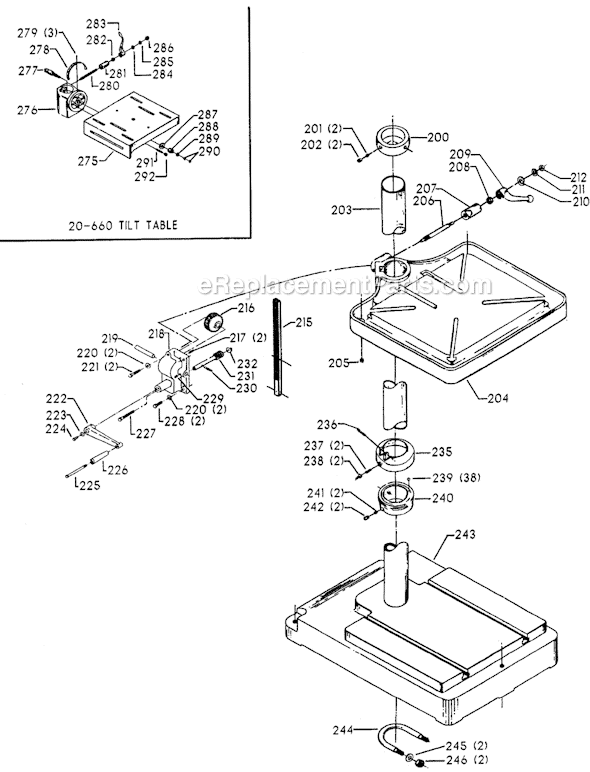 Page B Diagram and Parts List for 70-297 Type 1 Delta Drill Press