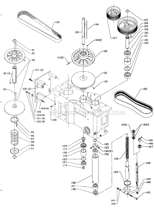 Page B Diagram and Parts List for 70-302 Type 1 Delta Drill Press