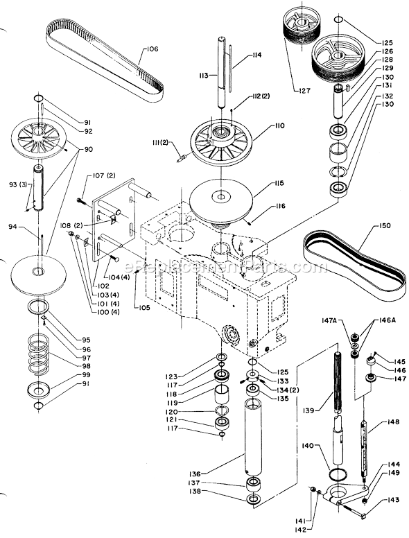 Page B Diagram and Parts List for 70-306 Type 1 Delta Drill Press