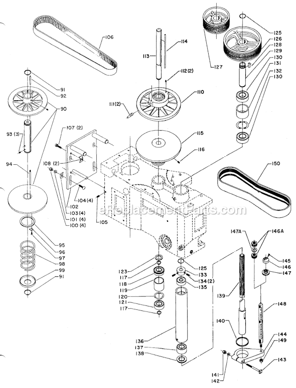 Page B Diagram and Parts List for 70-335 Type 1 Delta Drill Press