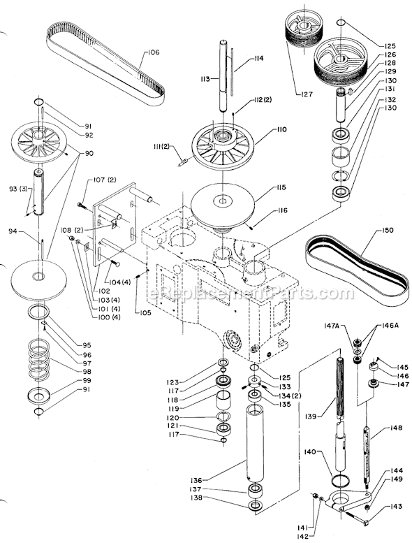 Page B Diagram and Parts List for 70-336 Type 1 Delta Drill Press