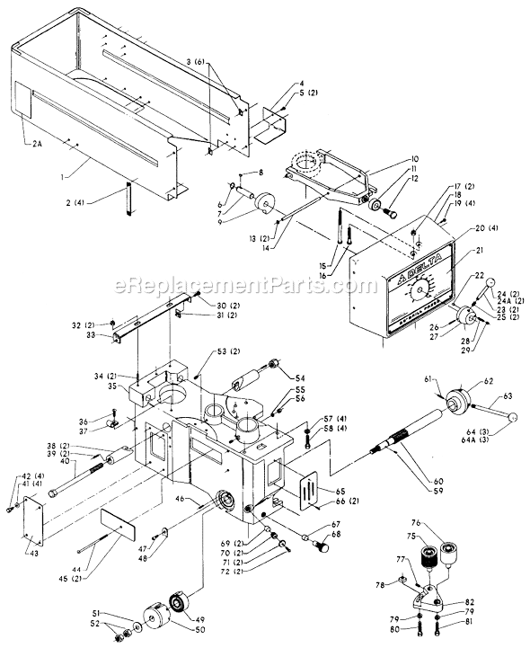 Page A Diagram and Parts List for 70-341 Type 1 Delta Drill Press
