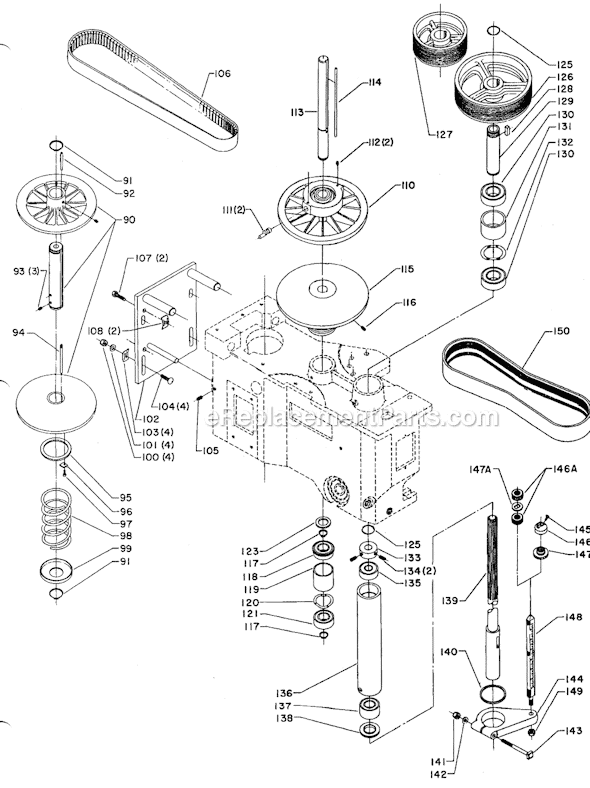 Page B Diagram and Parts List for 70-341 Type 1 Delta Drill Press