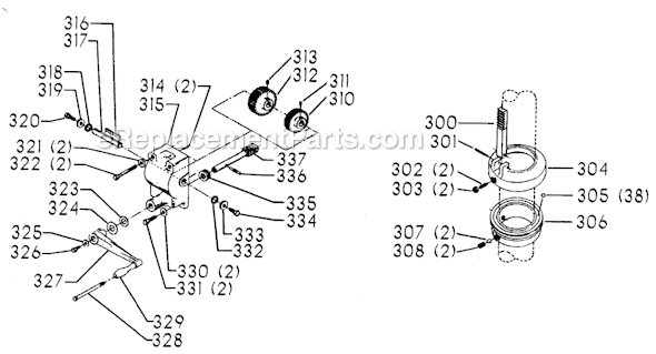 Page D Diagram and Parts List for 70-343 Type 1 Delta Drill Press