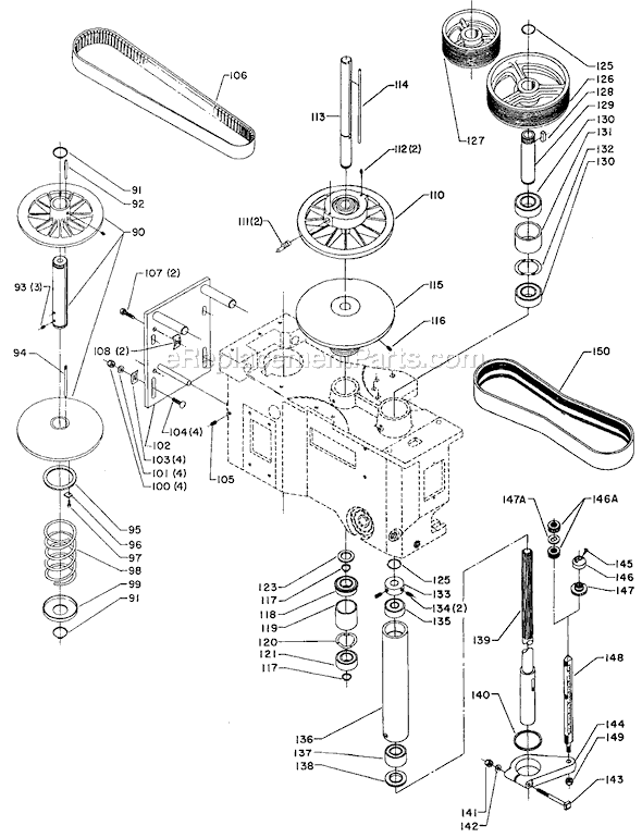 Page B Diagram and Parts List for 70-346 Type 1 Delta Drill Press