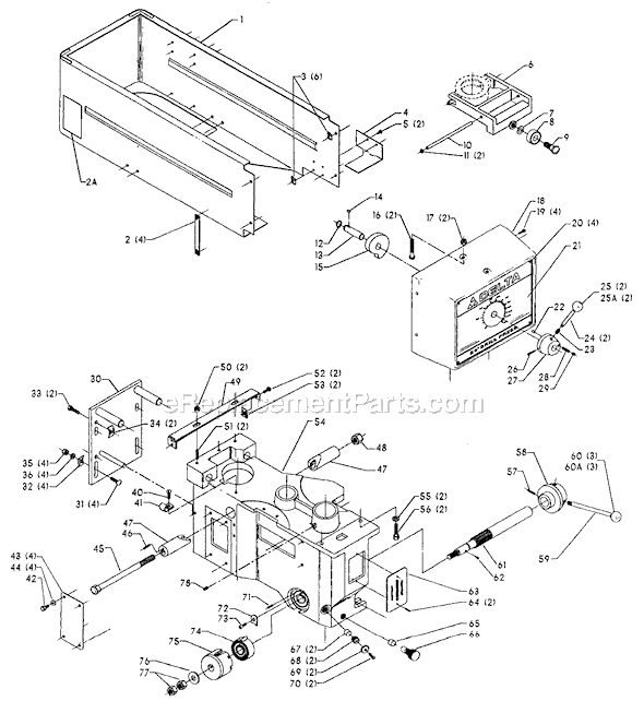 Page A Diagram and Parts List for 70-375 Type 1 Delta Drill Press