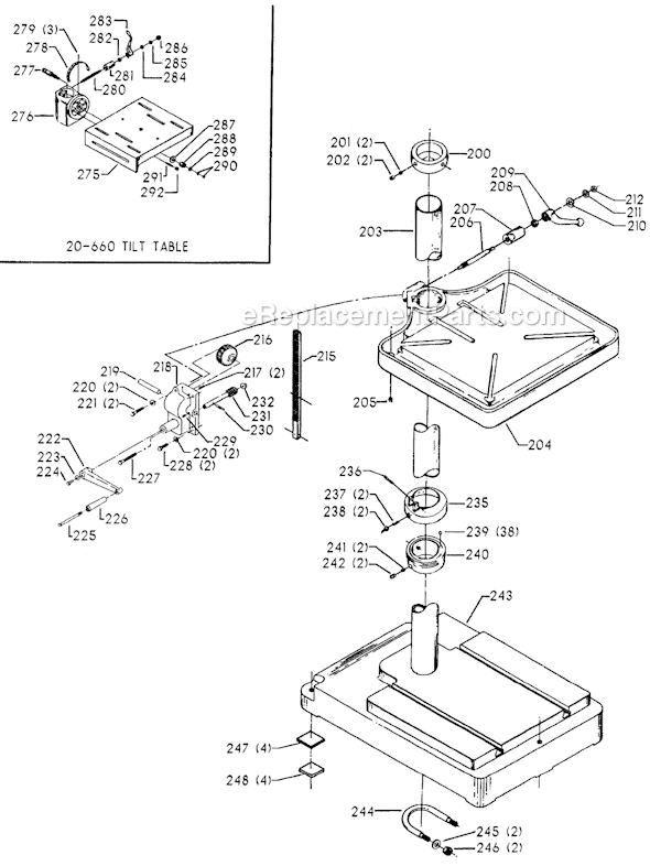 Page C Diagram and Parts List for 70-381 Type 1 Delta Drill Press