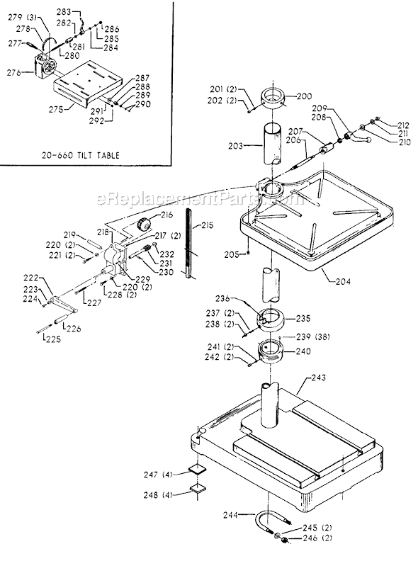 Page C Diagram and Parts List for 70-383 Type 1 Delta Drill Press