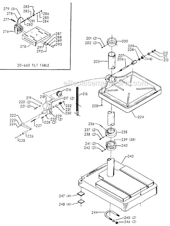 Page C Diagram and Parts List for 70-385 Type 1 Delta Drill Press