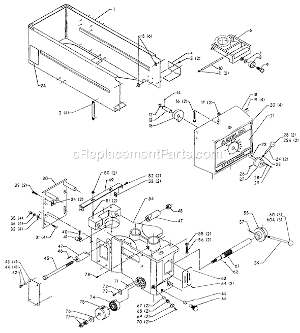 Page A Diagram and Parts List for 70-386 Type 1 Delta Drill Press