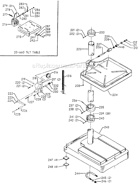 Page C Diagram and Parts List for 70-392 Type 1 Delta Drill Press