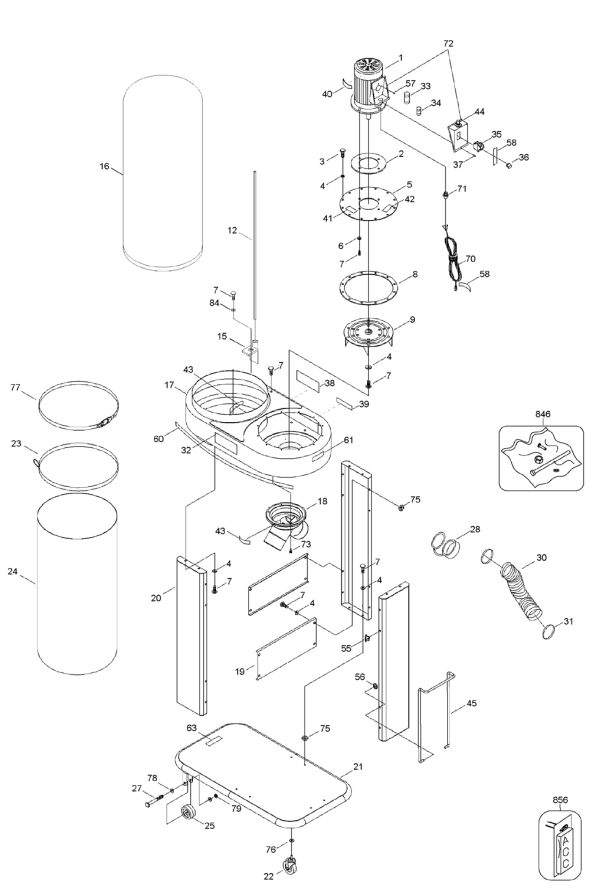 Delta 50-786 Type-1 Diagram and Parts List for 50-786 Type-1 Delta Dust Collector