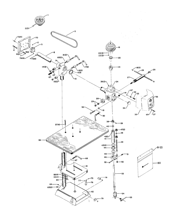 Delta 1126 Diagram and Parts List for 1126  Delta Drill Press
