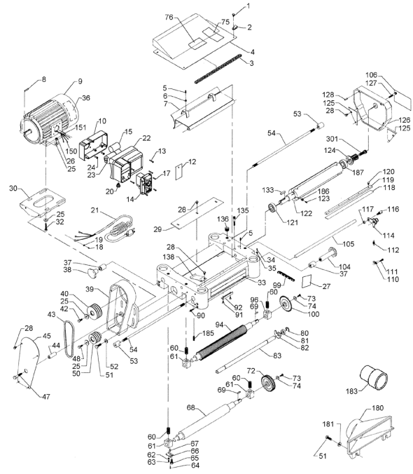 Delta 22-795x Type-1 Diagram and Parts List for 22-795X Type-1 Delta Planer Jointer