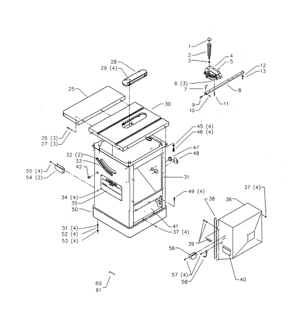 Delta 34-807 Type-4 Diagram and Parts List for 34-807 Type-4 Delta Saw