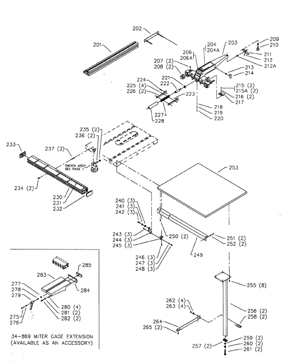 Delta 36-455 Diagram and Parts List for 36-455  Delta Saw