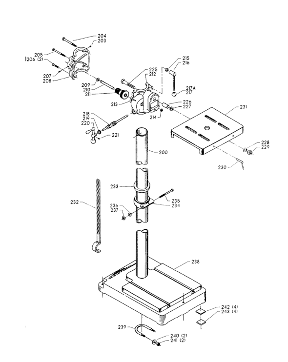 Delta 17-540 Diagram and Parts List for 17-540  Delta Drill Press