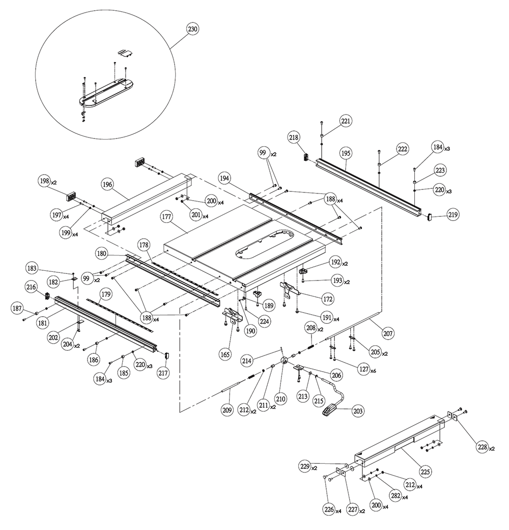 Fig-1 Diagram and Parts List for 36-6013  Delta Saw