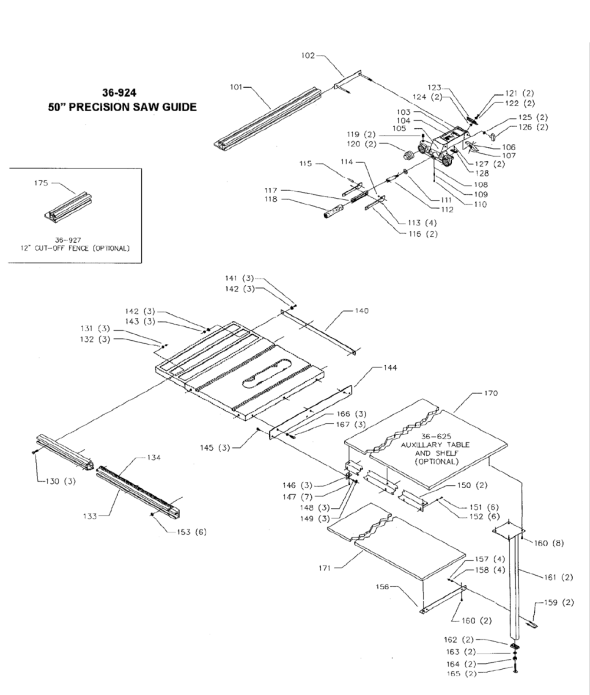 Delta 36-924 Diagram and Parts List for 36-924  Delta Saw