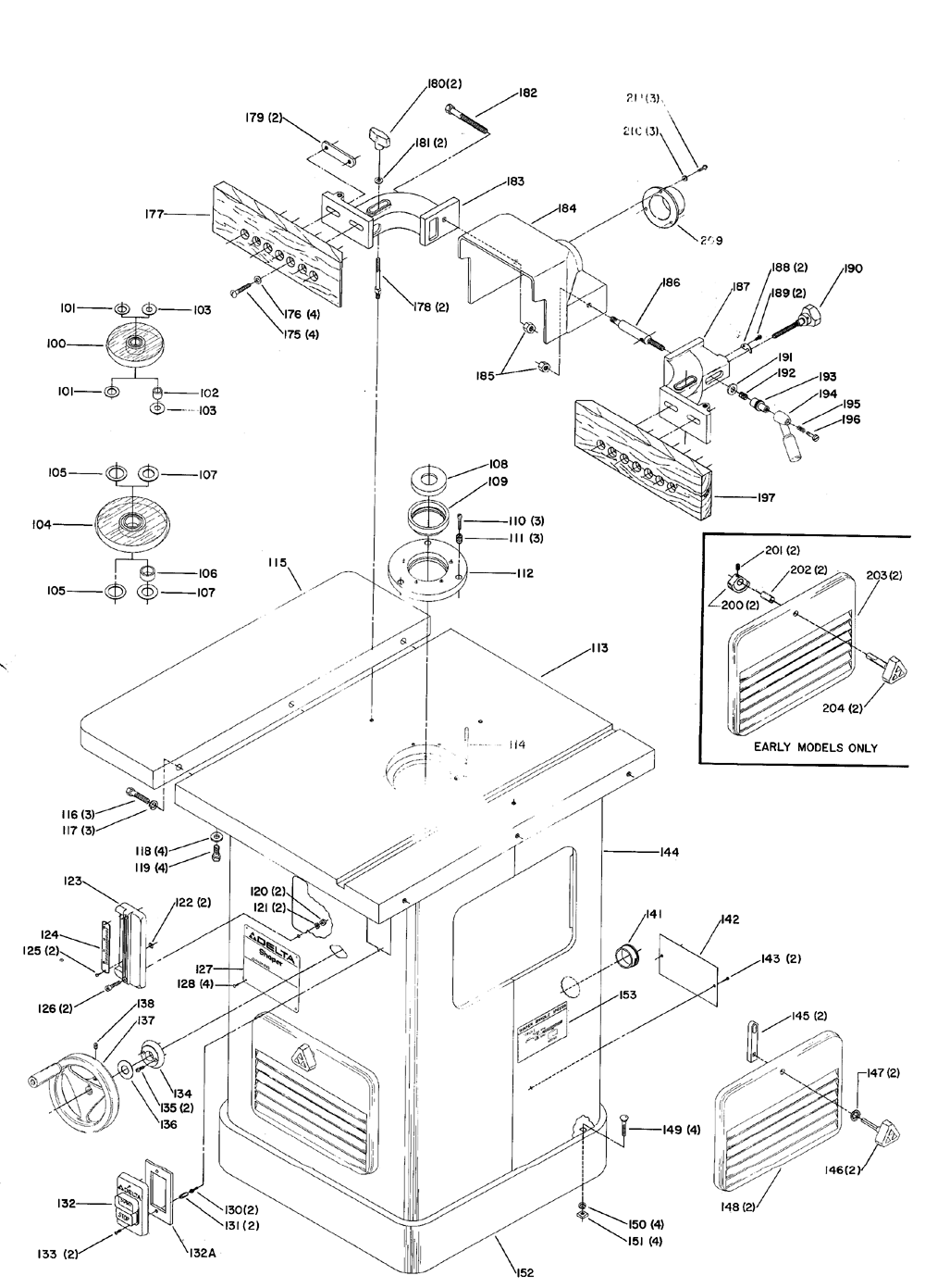 Diagram 1 Diagram and Parts List for J-43-375 Type 1 Delta Shaper