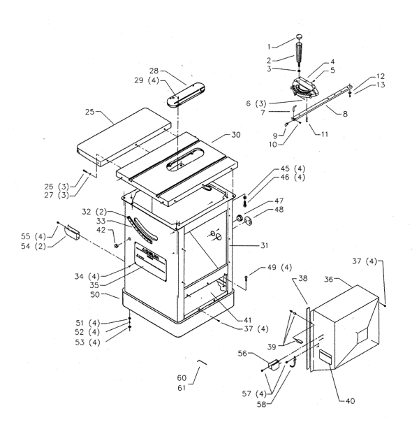 Delta 34-766 Type-4 Diagram and Parts List for 34-766 Type-4 Delta Saw