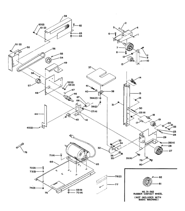 Delta 31-355 Type-1 Diagram and Parts List for 31-355 Type-1 Delta Sander Grinder