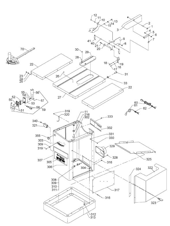 Delta 36-714b Diagram and Parts List for 36-714B  Delta Saw