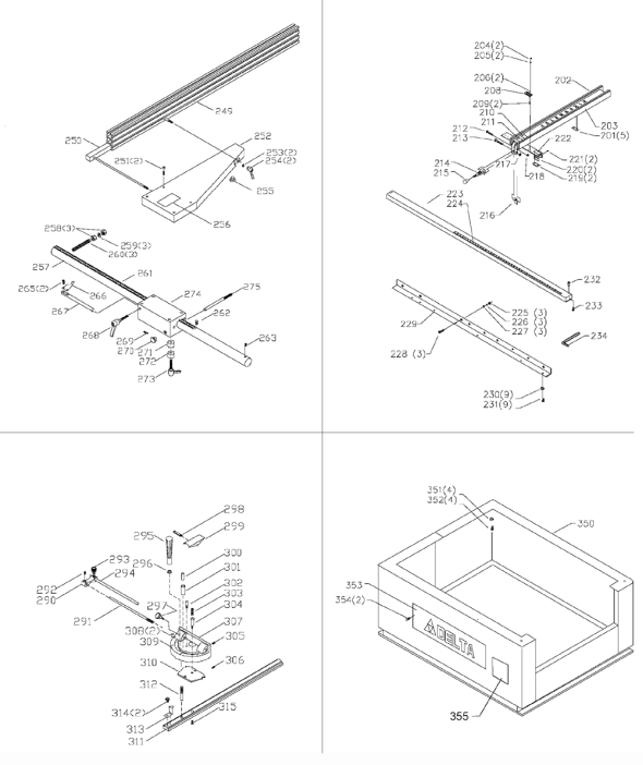 Delta 36-Rt40-575 Type-1 Diagram and Parts List for 36-RT40-575 Type-1 Delta Saw