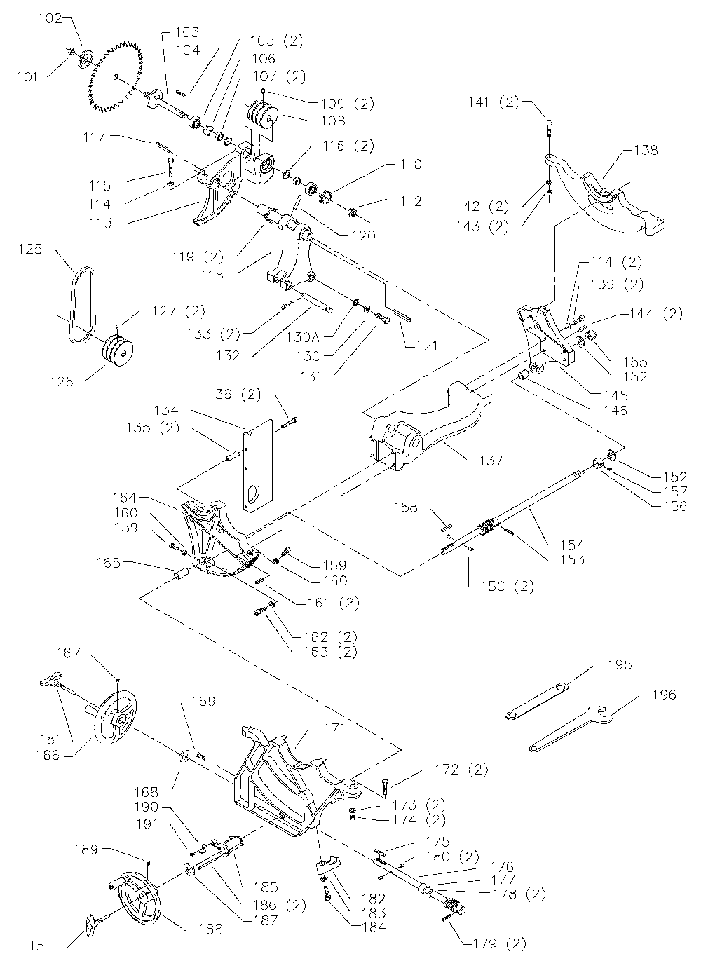 Exploded Diagram B Diagram and Parts List for 36-R53L-575-U50 Type 1 Delta Table Saw