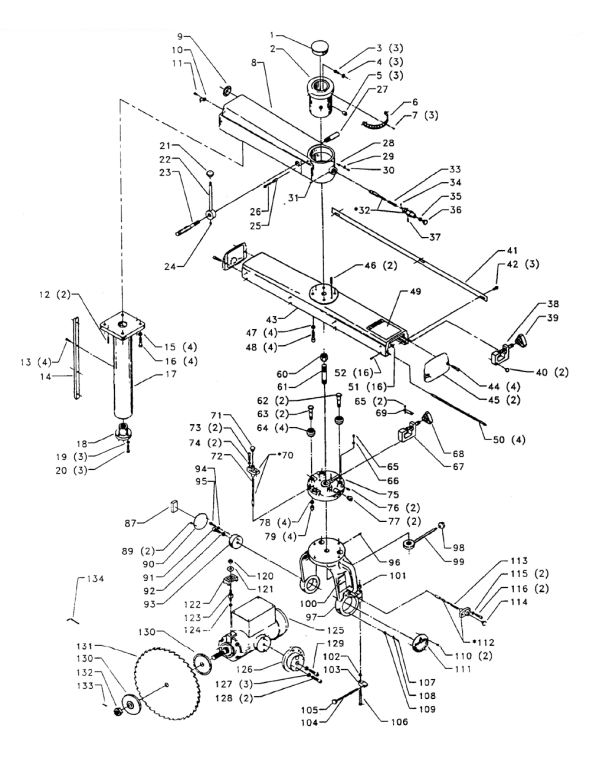 Delta 33-413-Bdk Type-1 Diagram and Parts List for 33-413-BDK Type-1 Delta Saw