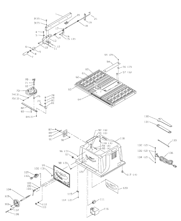 Delta 36-546 Diagram and Parts List for 36-546  Delta Saw